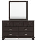Covetown California King Panel Bed with Mirrored Dresser, Chest and 2 Nightstands