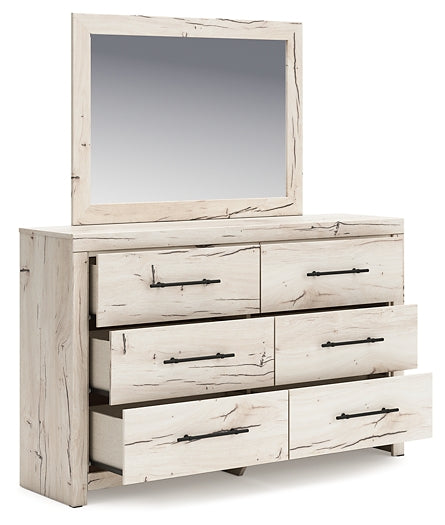Lawroy Queen Panel Bed with Mirrored Dresser, Chest and Nightstand