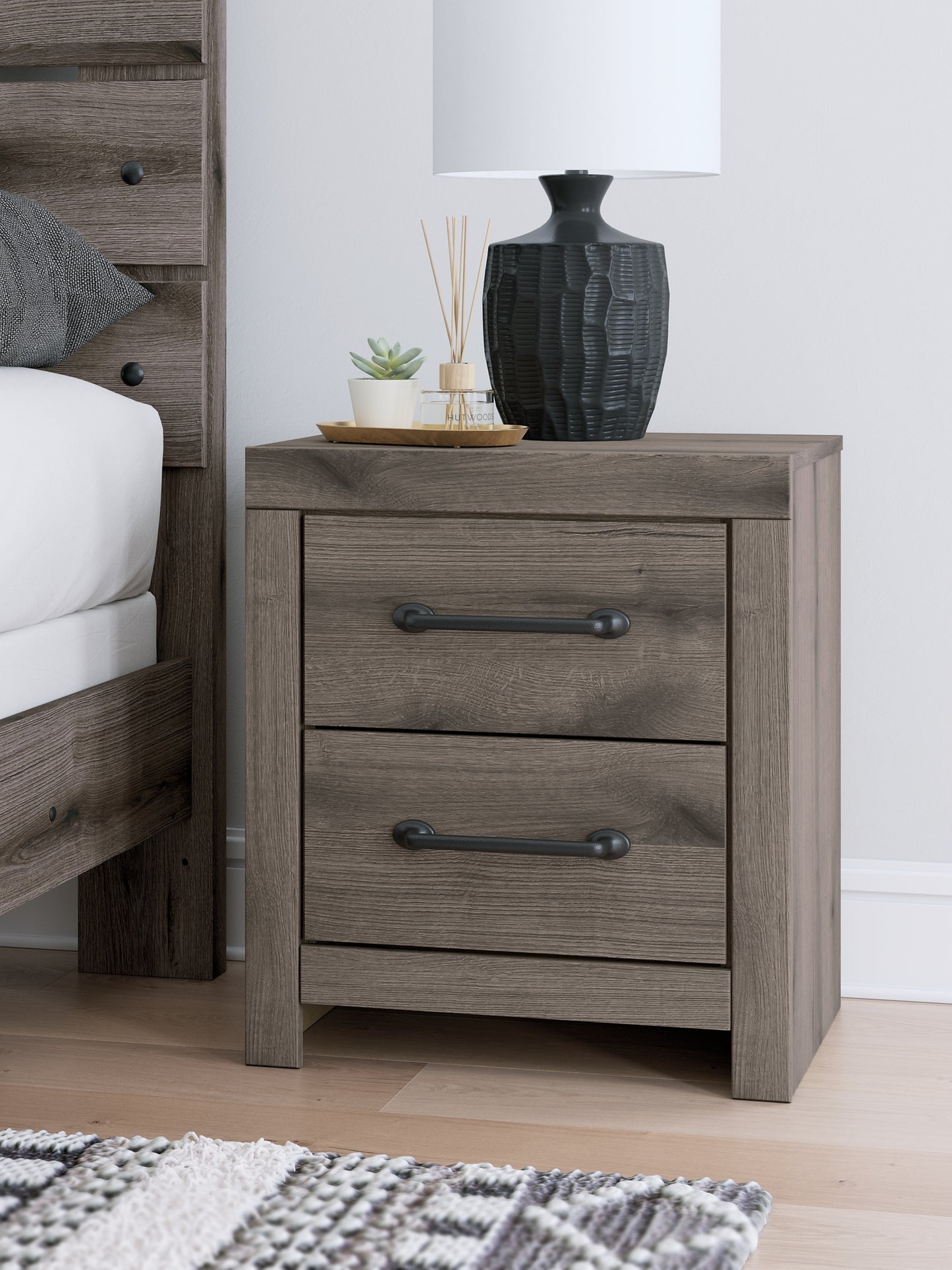 Graystorm Full Panel Bed with Mirrored Dresser and Nightstand