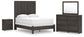 Fraluna Queen Panel Bed with Mirrored Dresser and Nightstand