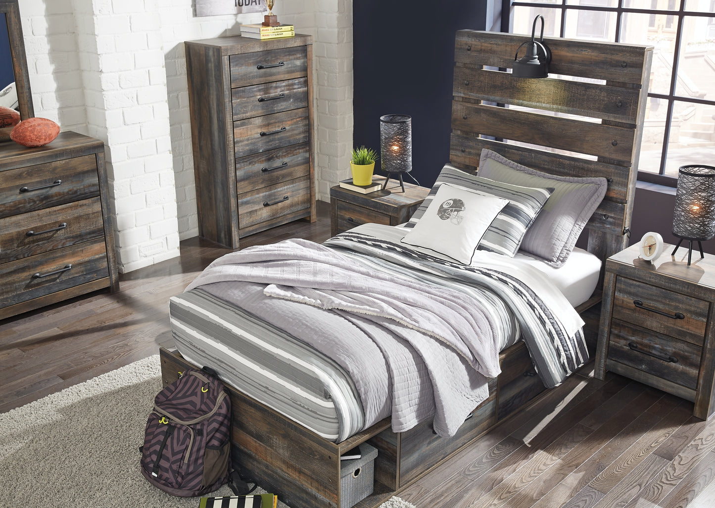Drystan  Panel Bed With 2 Storage Drawers