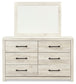 Cambeck King Panel Bed with 2 Storage Drawers with Mirrored Dresser, Chest and Nightstand