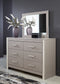 Surancha Queen/Full Panel Headboard with Mirrored Dresser, Chest and Nightstand